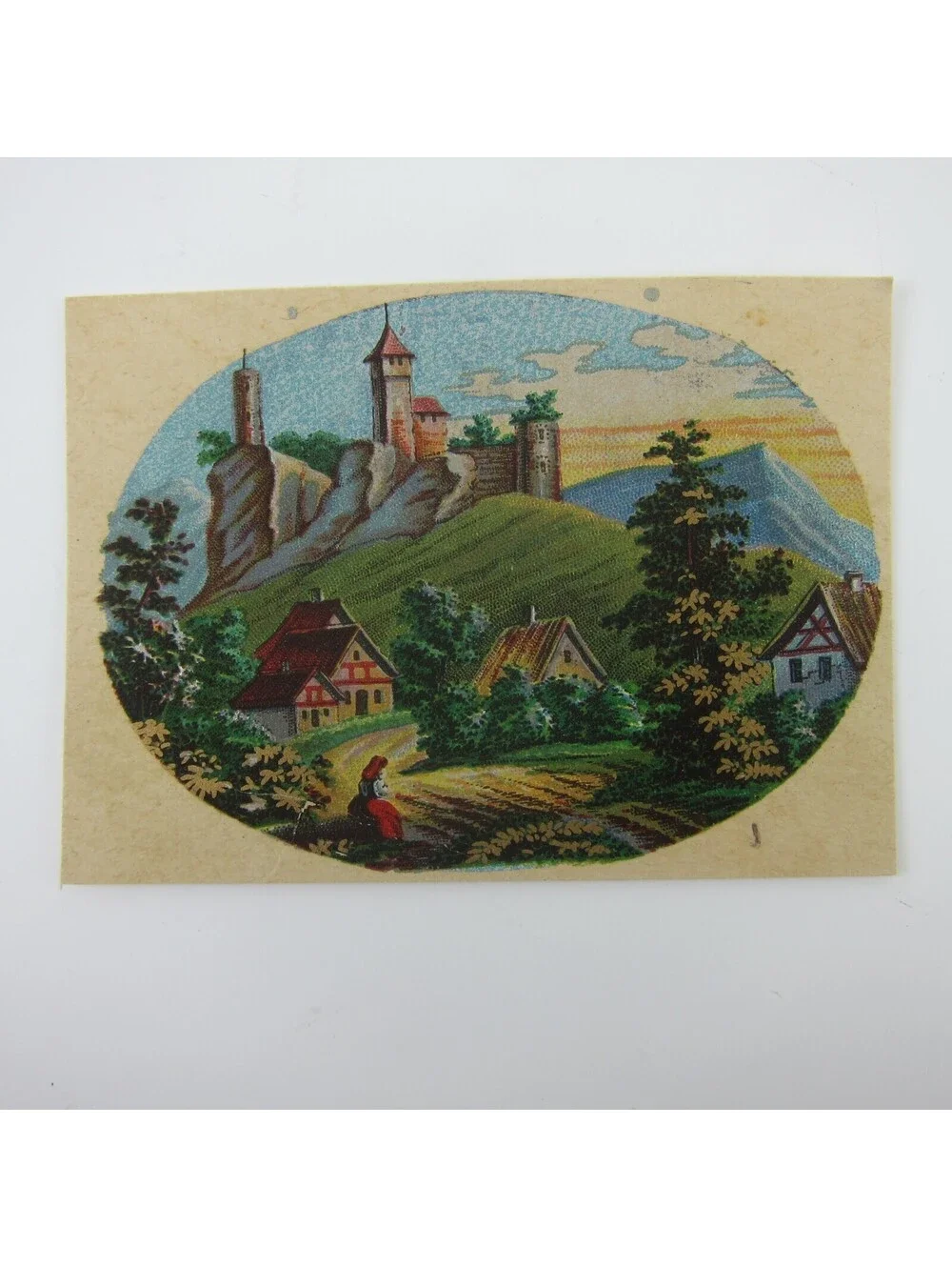 Antique Lithograph Print Samples Lot of 4 Castles Towns Villages Landscapes RARE
